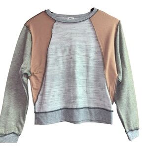 BKE Kids Colorblock Crew Neck - Gray and Tan